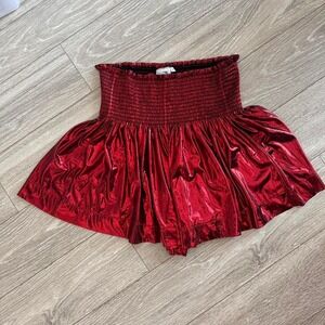 Queen of sparkles Red metallic‎ shorts